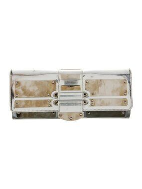 Gucci Silver Mirror Patent Leather Clutch
